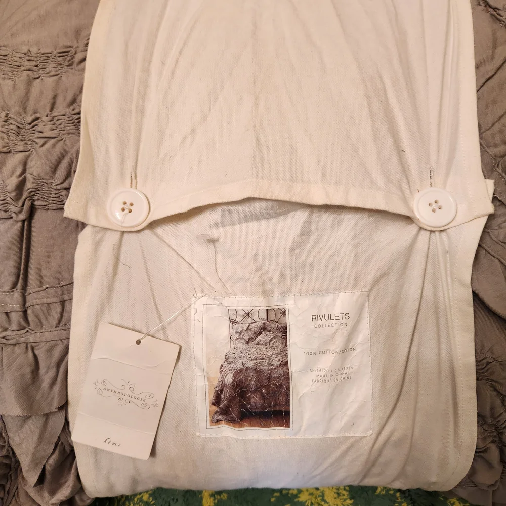 Anthropologie Rivulets Queen Quilt NWT Gray Bedding Ruffle Textured